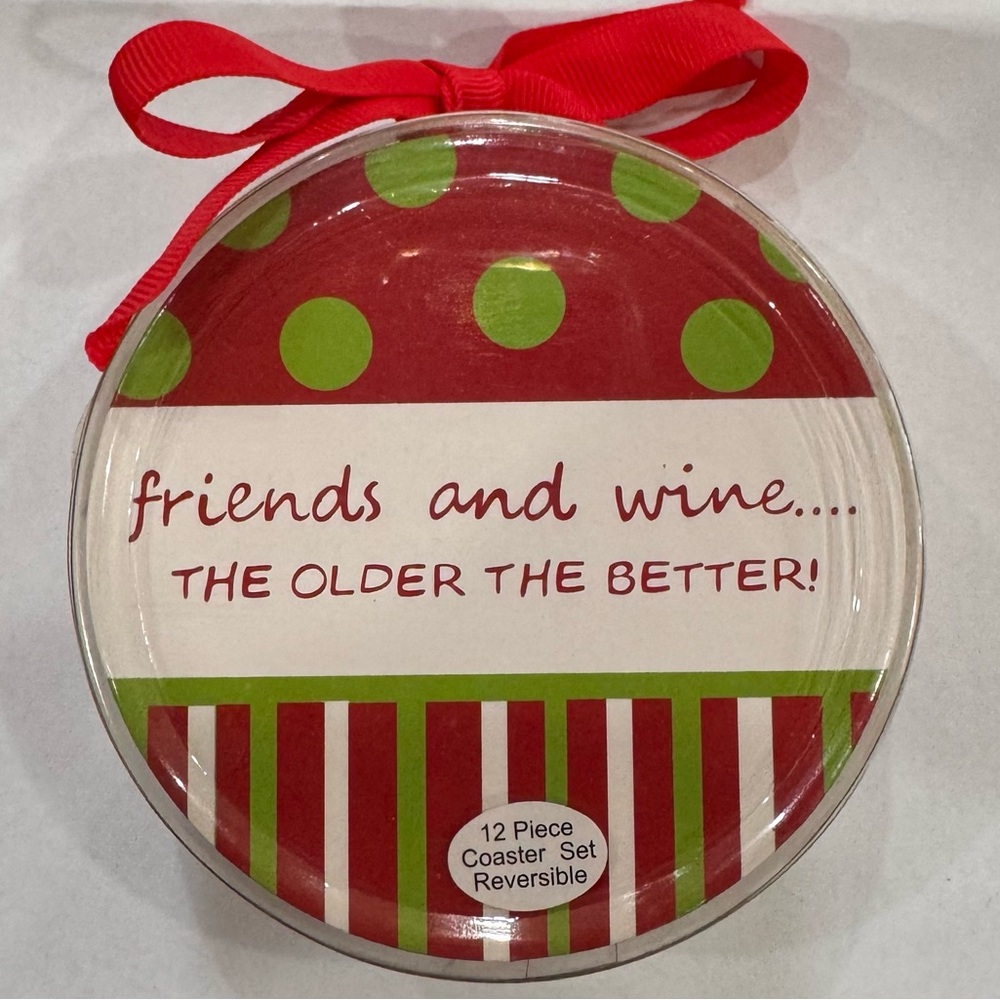 GANZ Red and Green Polka Dot Coaster Set